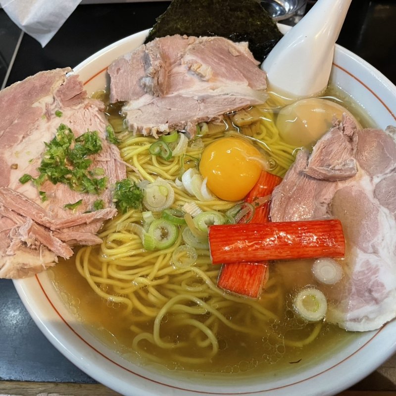 紫蘇塩ラーメンズワイガニ12kgスペシャル、大盛り、つけたま(一条流がんこ総本家分家荒木町)