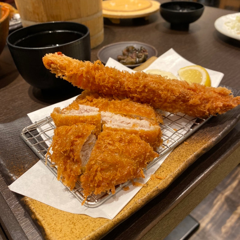 キムカツランチ膳＋エビフライ(関西とんかつ まほろば)