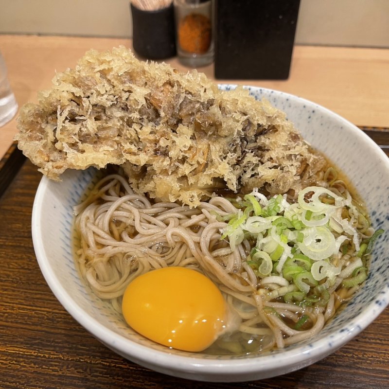 舞茸天そばに玉子(しぶそば 池袋店)