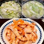 あっさり鶏鍋＋辛ガツ刺し(自宅)