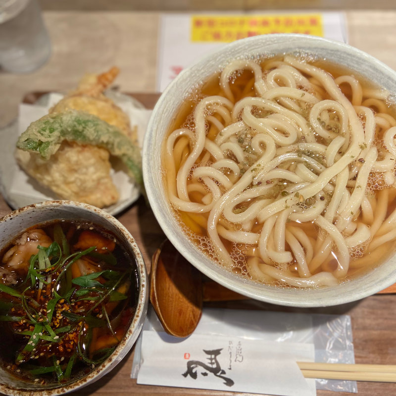 自家製ラー油をきかせた鶏ハラミとごぼうの大阪つけ麺(ひだりうま )