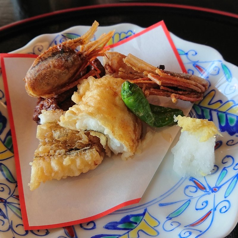 穴子・加賀蓮根餅・青唐・鯰のたたき(吉川 福寿家)