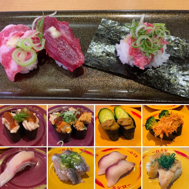 馬刺し食べ比べ＋蟹＋寿司(スシロー 八千代高津店)