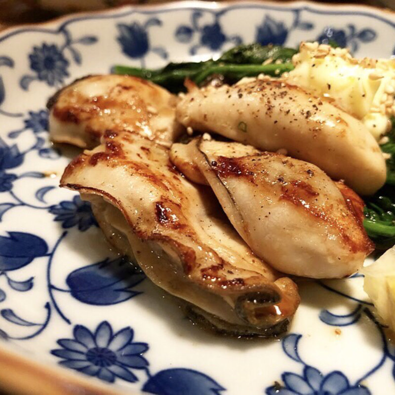 牡蠣とホウレン草のバターポンズ(鉄板酒場夷川セカンド)