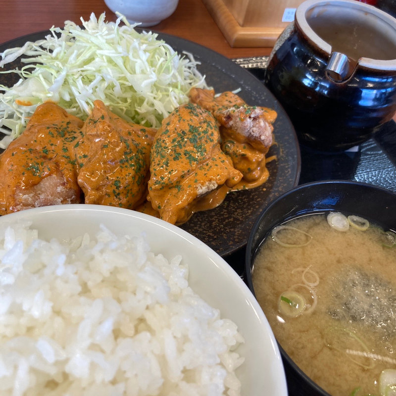 えびトマトソースのからあげ定食(からやま 多摩永山店)