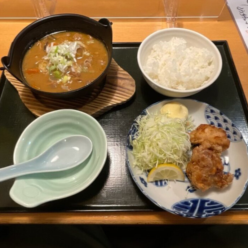 もつ煮セット(大衆食堂 定食のまる大 港南台店)