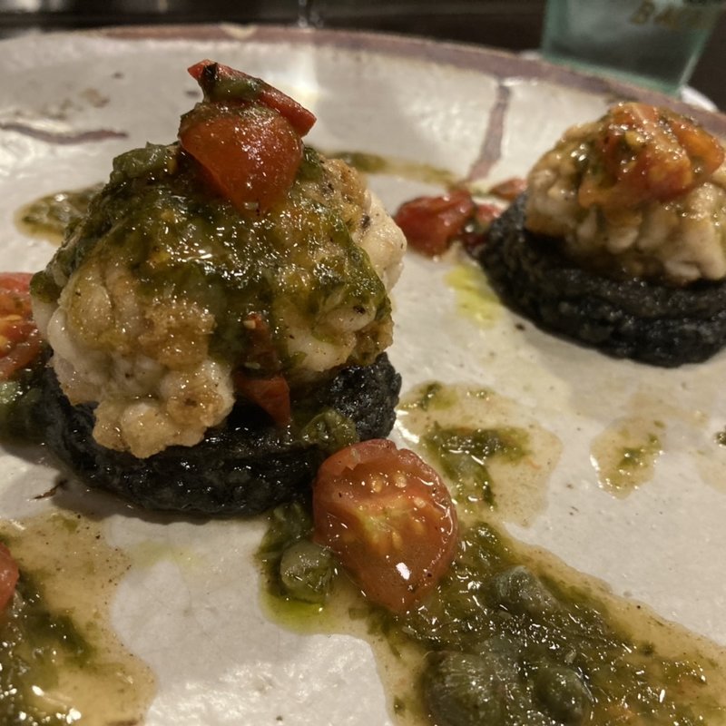 白子のソテーとイカ墨の焼きリゾット(Enoteca 眞  （エノテカシン）)