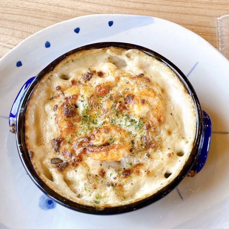 季節のパスタセット（きのことエビのマカロニグラタン）(カフェドミーミ（Café de mimi）)