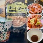 オートミール炒飯風＋小海老天そば(自宅)