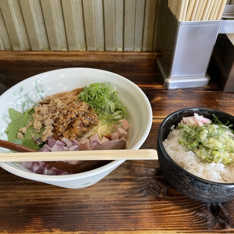 日光唐辛子の肉味噌混ぜそば　追い飯付き(G麺7)