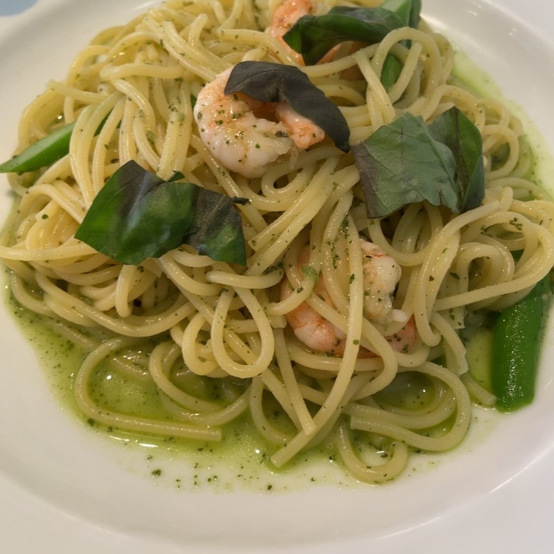 エビ・アスパラのバジルソース(マリオ・エスプレッソ 袋町店 )