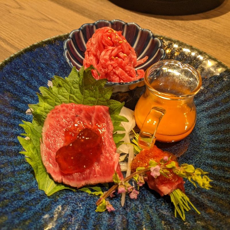 最上牛冷肉3種盛り(焼肉Coco Nemaru Ginza)