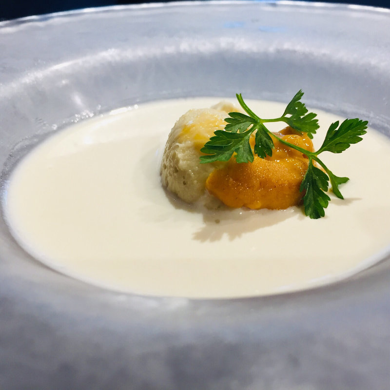 生雲丹のせ雫甘葱のパリソワール (フランス厨房 旬彩 中央駅店 )