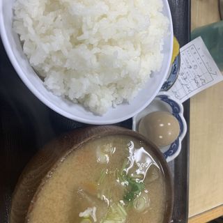 ご飯、白子汁、煮卵(動坂食堂 （ドウザカショクドウ）)