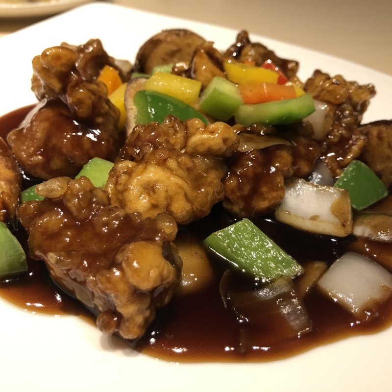 黒酢の酢豚(広東料理　桃花)