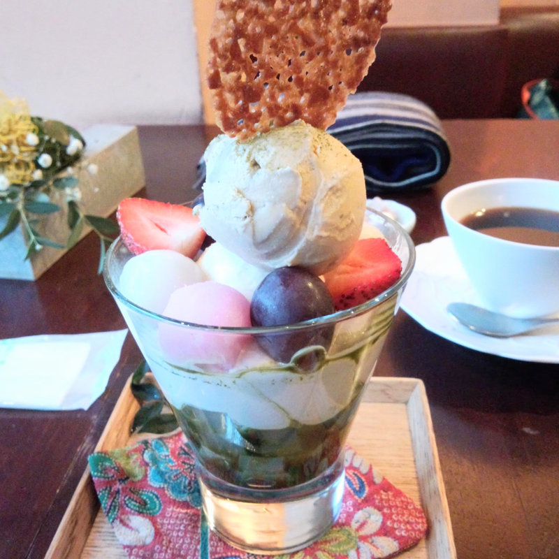あんみつ風抹茶アイスパフェ(カフェ中野屋)