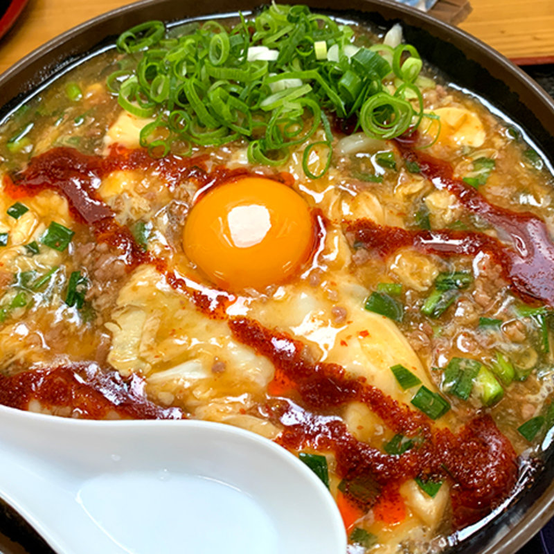 ニラ玉肉みそあんかけうどん(うどん処 麺紡)