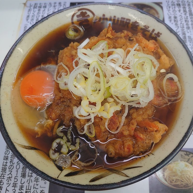 天ぷらそば＋卵(きそば 宇都宮線ホーム )
