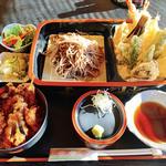 海老とキスの天ぷらそば+ミニ天丼(魚天坊 )
