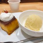 カボチャのプリンケーキ＆サツマイモとメープルのアイス（4周年イベント限定メニュー）