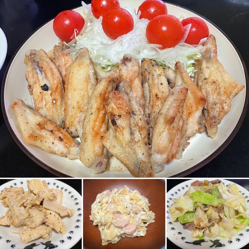 スペアリブ＋ヤゲン軟骨＋ねぎ塩砂肝(自宅)