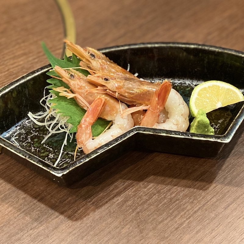 甘エビの刺身(はかたきねやうどん原田店)