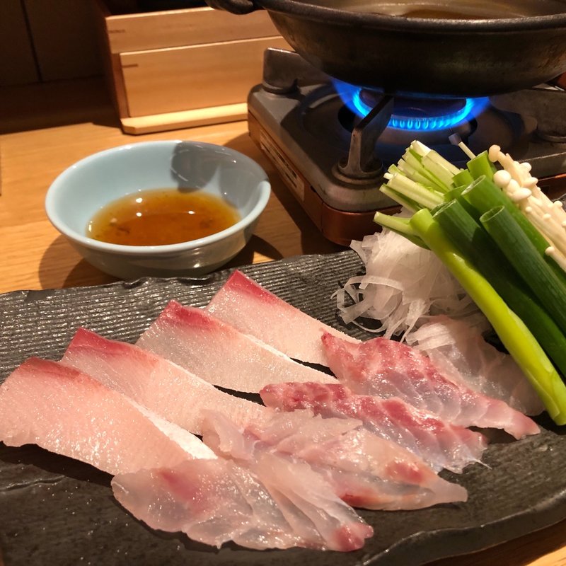 クエと鰤のしゃぶしゃぶ(魚菜由良　雑魚亭)