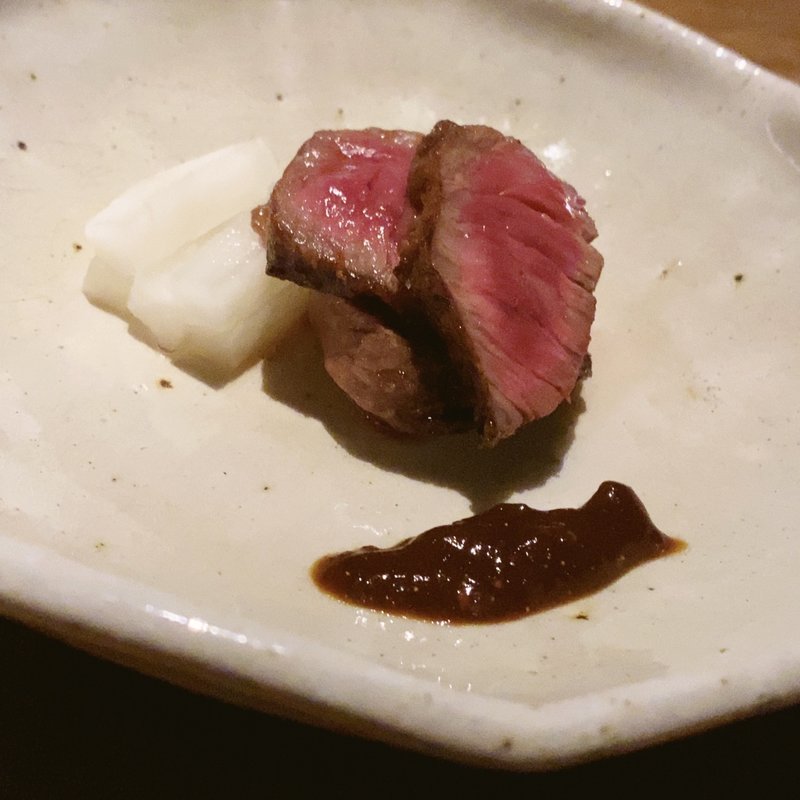 宮崎牛ランプの網焼き(食と酒 なかむた)