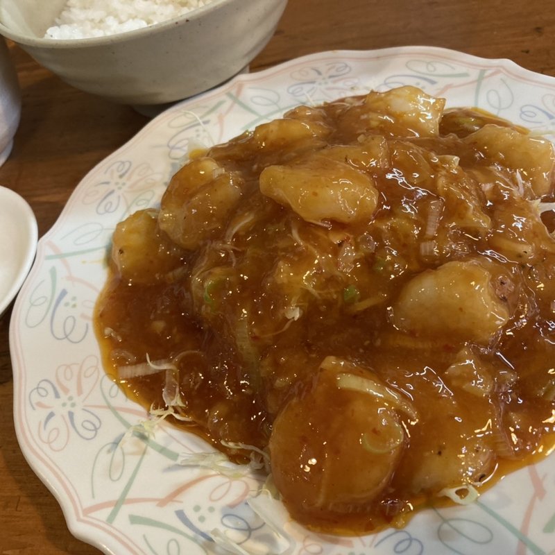 海老チリソース定食(味仙館)
