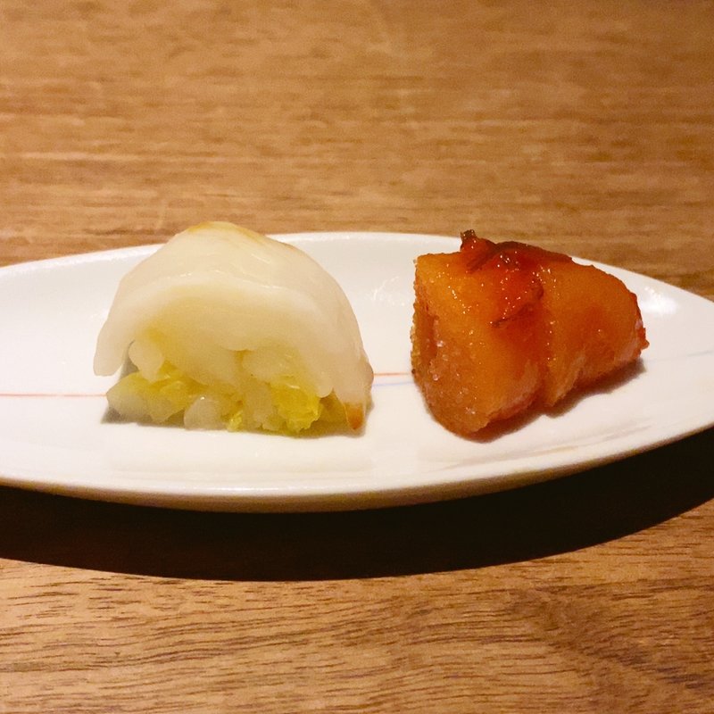 自家製明太子と白菜のお漬物(食と酒 なかむた)