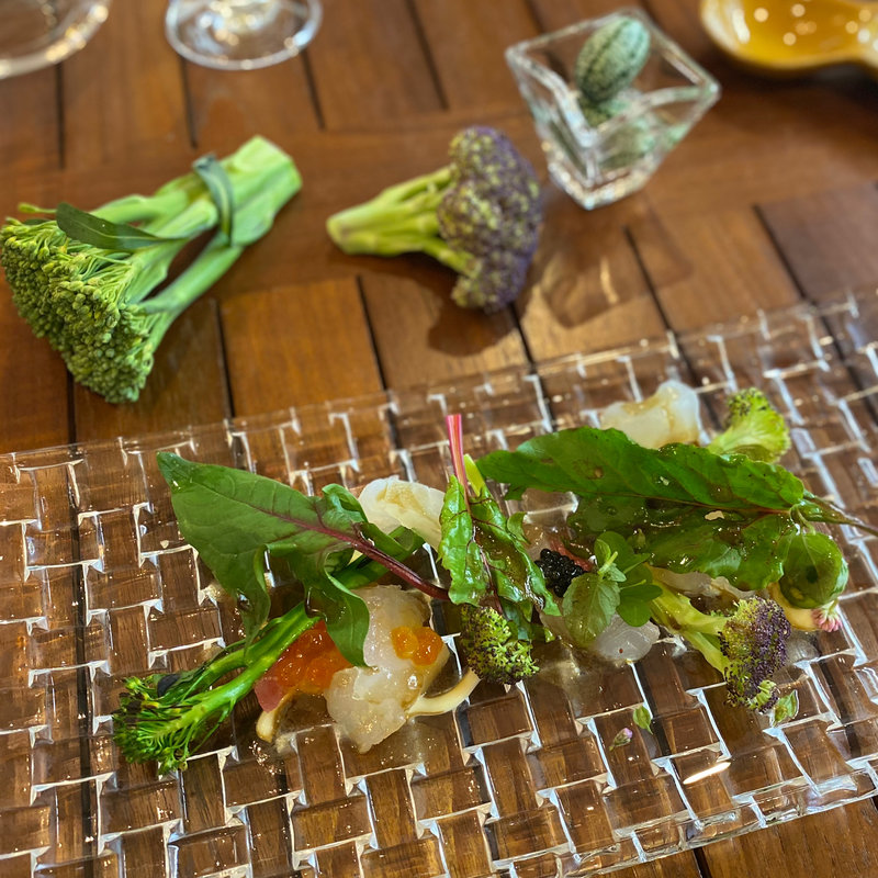 昆布締めイシガレイ・北山農園”旬野菜サラダ”(Cultiver)