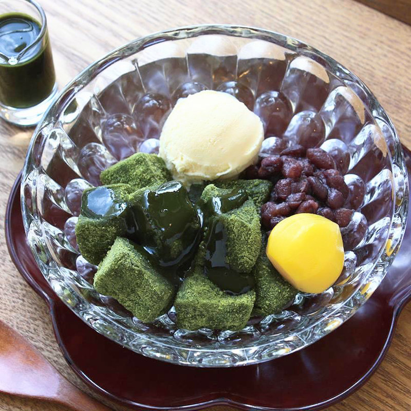 ほうれん草と抹茶のわらび餅和パフェ(麻布野菜菓子 )