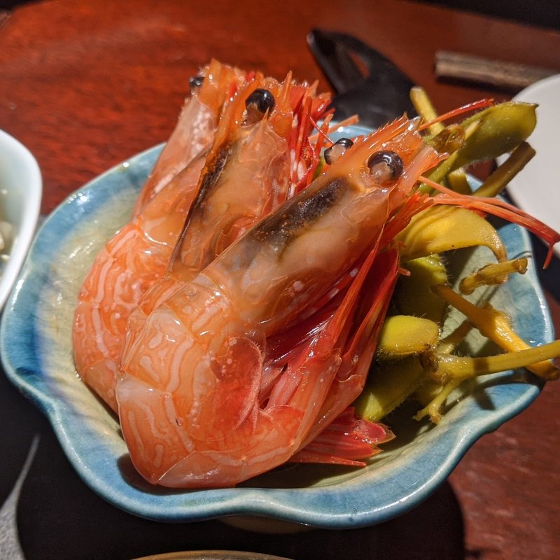 よっぱらいエビ、枝豆(南方中華料理 南三)
