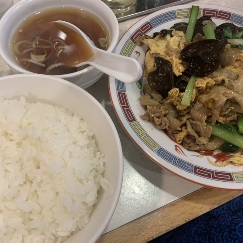 キクラゲと豚肉の卵炒め定食(龍味 （リュウマイ）)