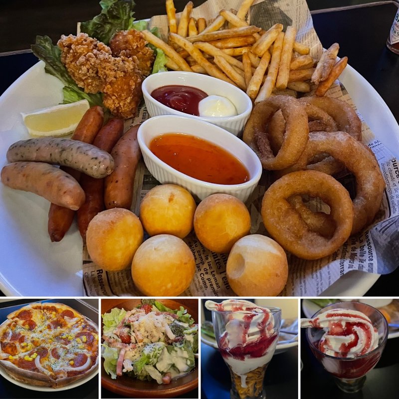 パイナプレート＋MIXピザ＋シーザーサラダ(カラオケ モコモコ 習志野台店)