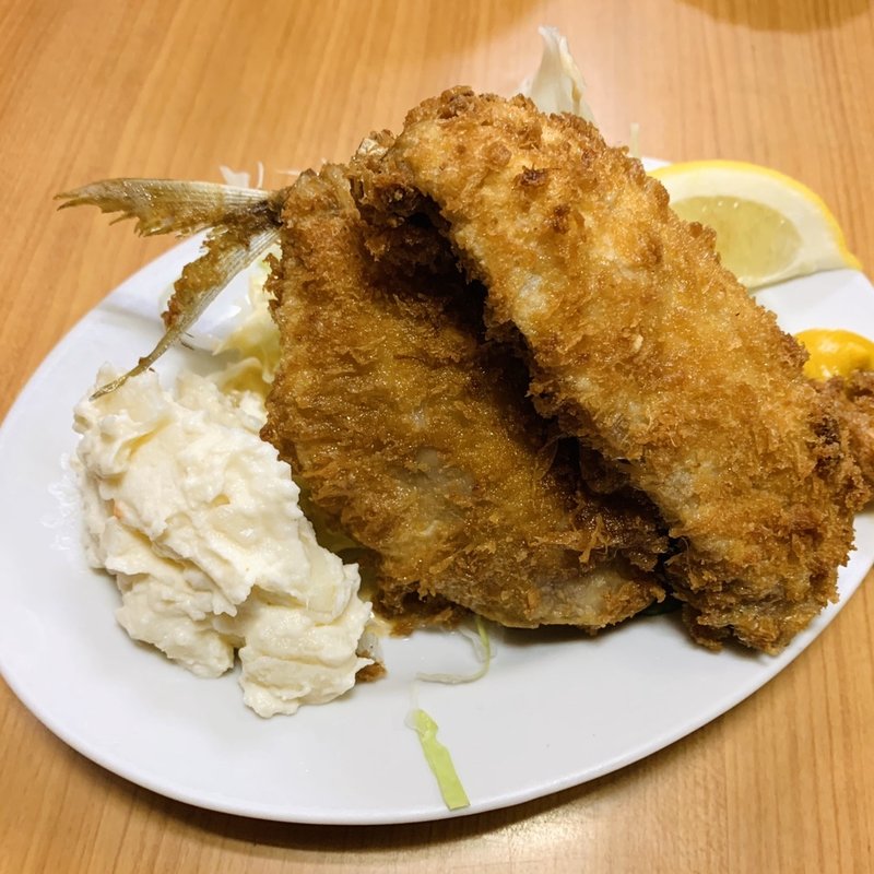 あじフライとあじ刺身定食(ずう)