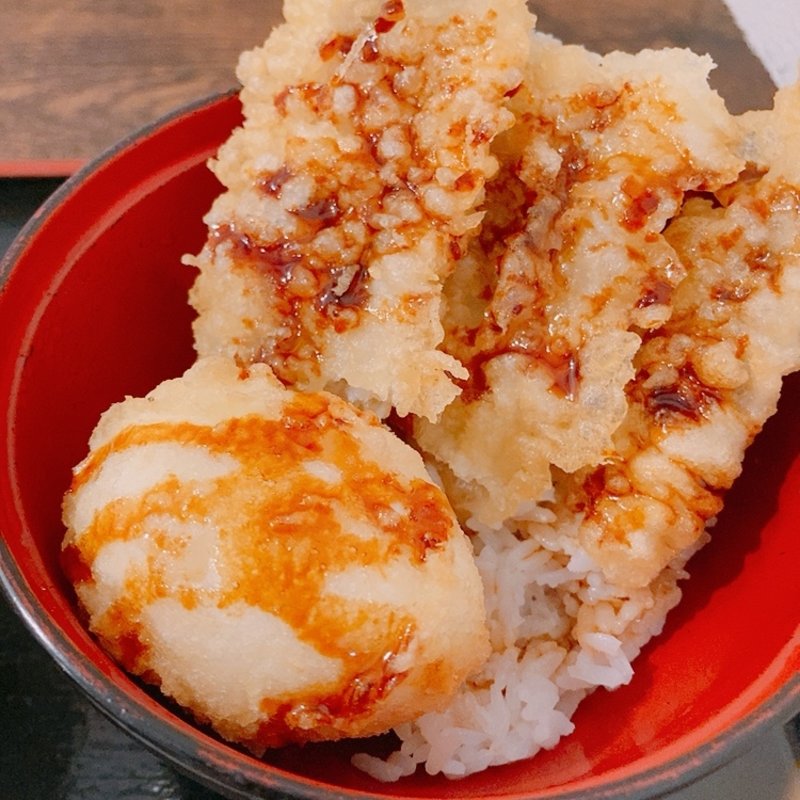 あなご天と半熟卵の天丼セット(幅屋 )