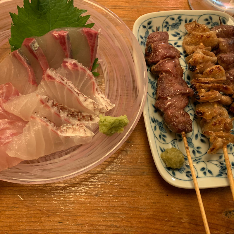 串焼とお刺身セット(炭火焼　鳥うお )
