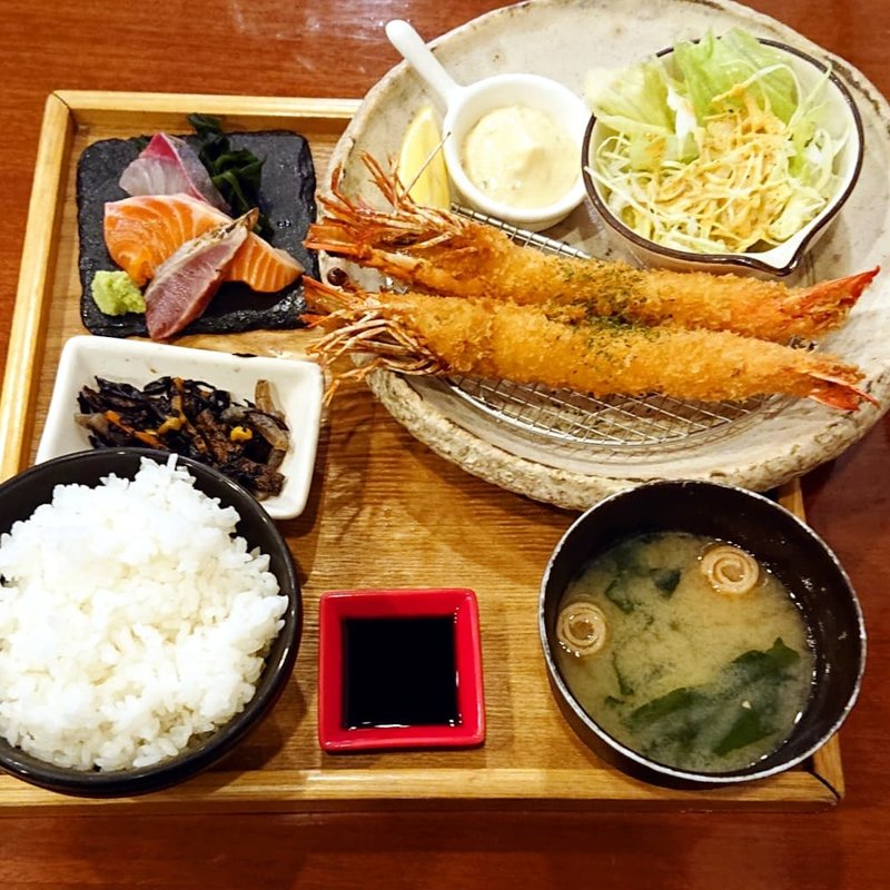 有頭エビフライ定食(OSAKANA DINING OBANA)