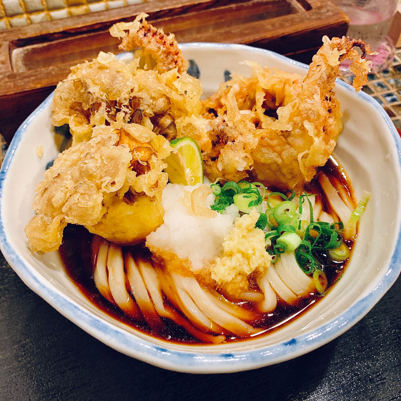 下足と舞茸天ぶっかけ(たけうちうどん店 )