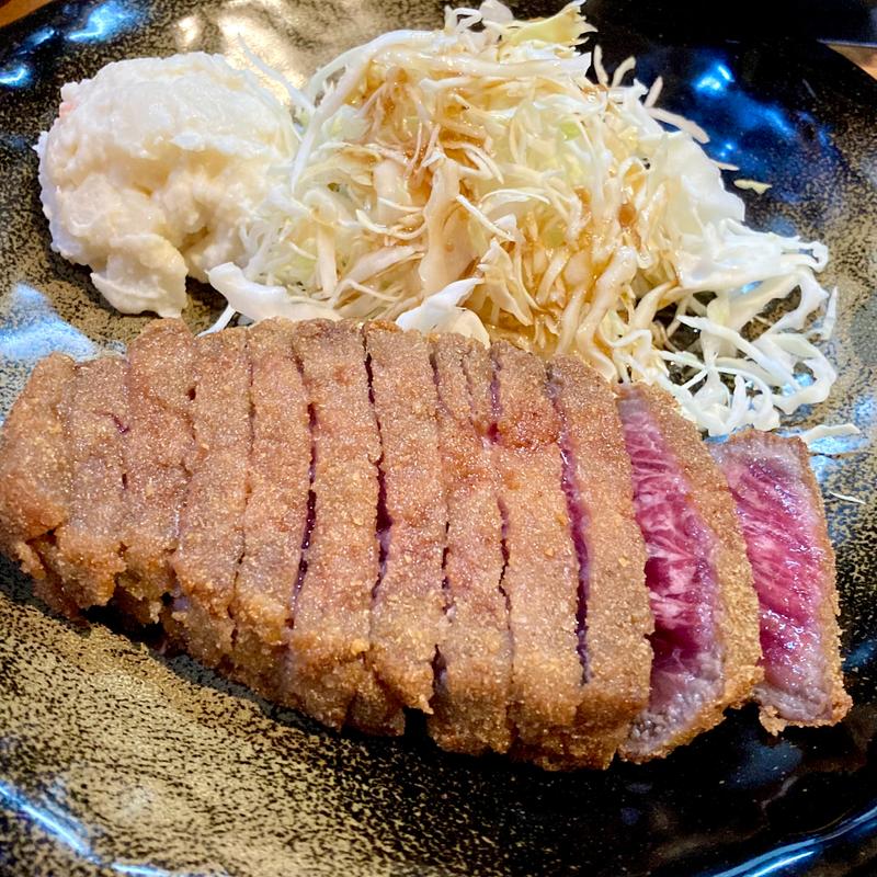 牛かつ麦飯とろろセット(130g)(牛かつ冨田)