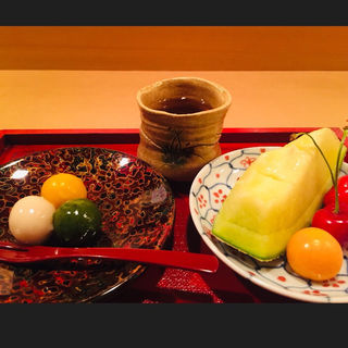 三色団子と水菓子(料理 澤)