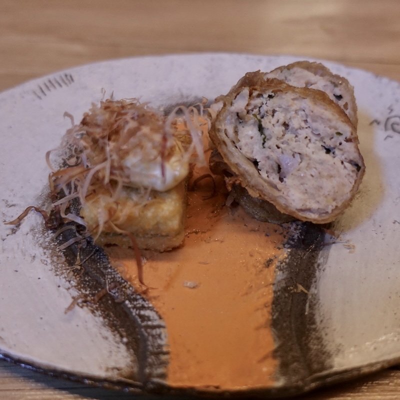 子持ち昆布と鷄皮餃子(虎ノ門 とだか)