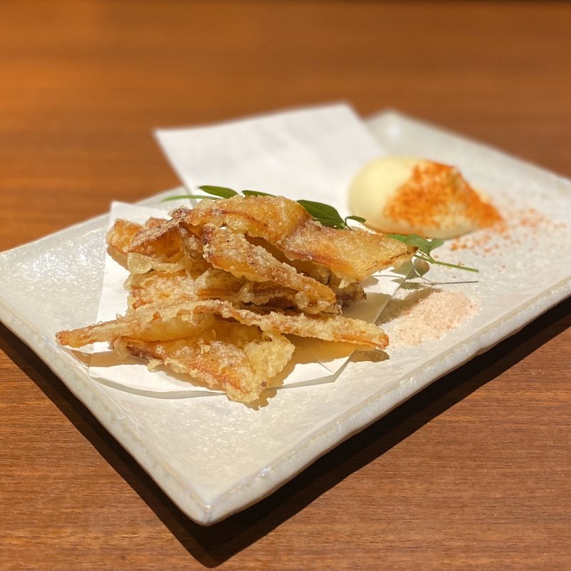 エイヒレの天麩羅(純系名古屋コーチン 鶏や なか山 名古屋駅店)