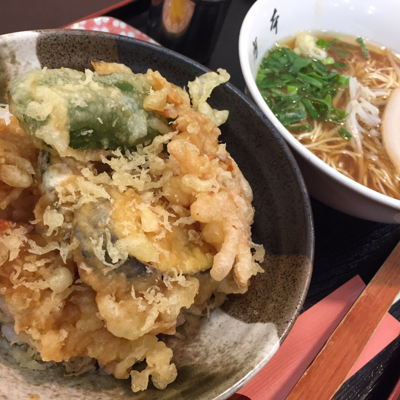 天丼 ミニらーめんセット(河本食事処 )