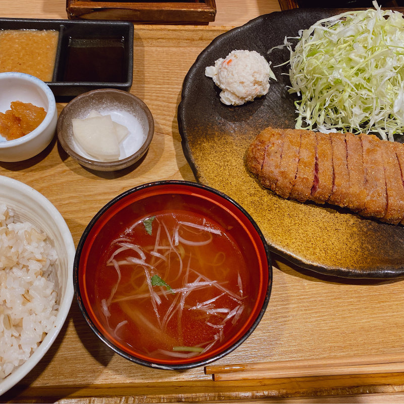 牛かつ明太子定食(牛かつ もと村 横浜ジョイナス店)