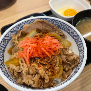 牛丼(並)Cセット 生卵付(吉野家 北千住本町商店街店)