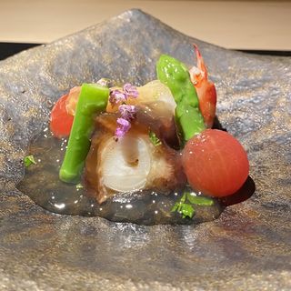 車海老、タコ、みる貝(日本料理いまい)