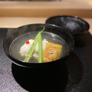 鱧と焼きナスのお碗(日本料理いまい)