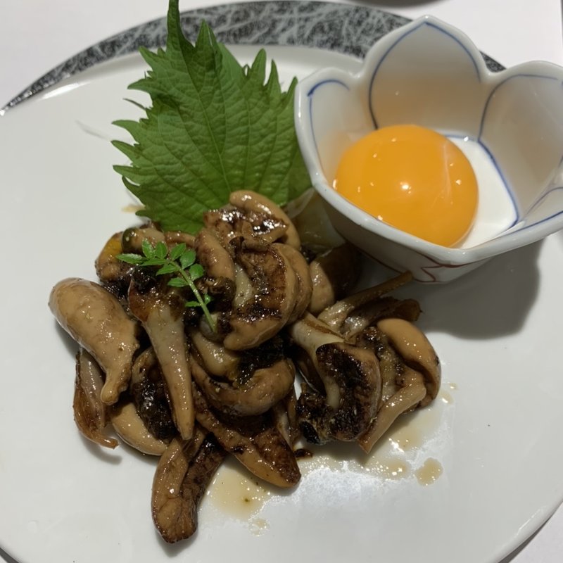 肝の山椒煮　卵黄と共に(割烹蒲焼横浜八十八ニューマン横浜)